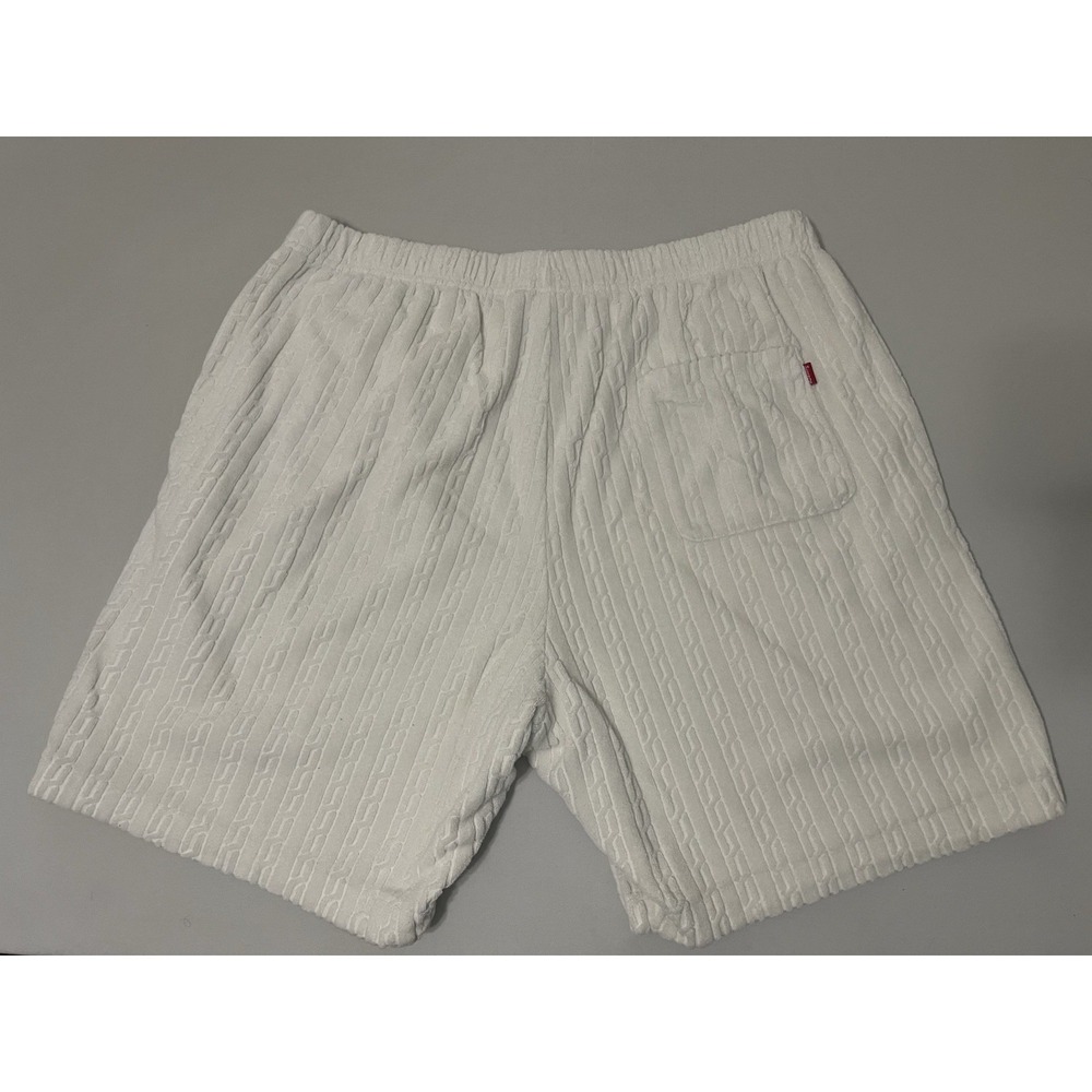 Supreme Cable Knit Terry Shorts Men's Size XL White SS18 - Picture 7 of 10